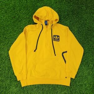 ADIDAS Street 1/4 Zip Hoodie Womens S/M 22x24 Baggy Yellow